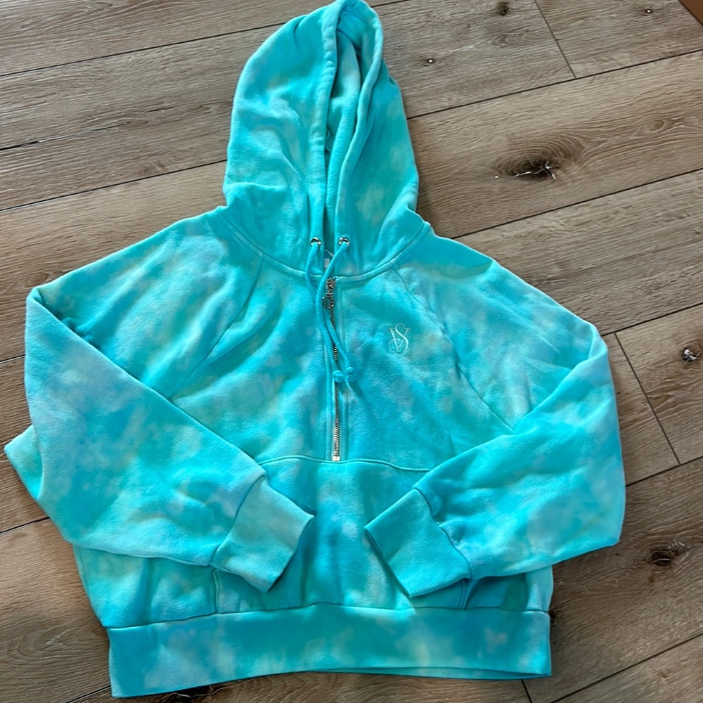 Victoria secret teal cropped 3/4 zip